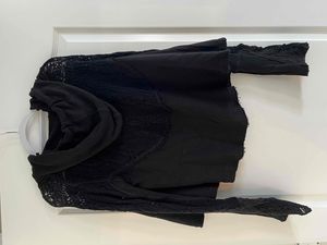 Free People Black Hoodie Lace Cropped Size Medium
